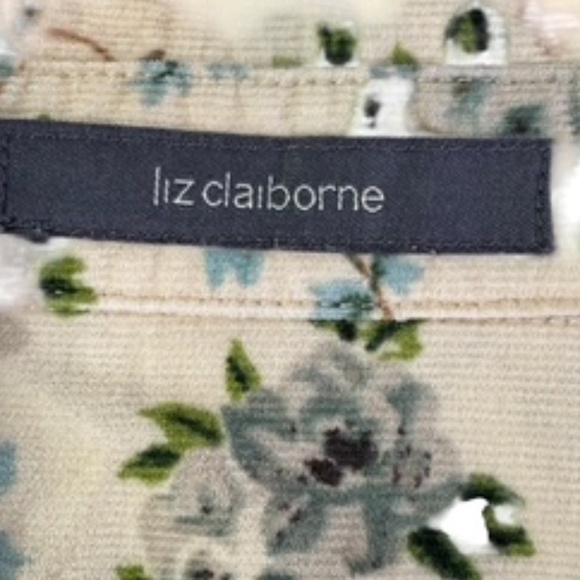 NWOT Liz Claiborne Long Sleeve Floral Button Down Corduroy Mini-Tucks Front Sz L - Picture 6 of 8